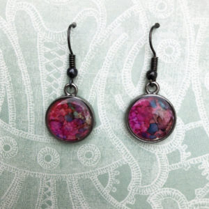 Danna Phalen Round Pink Purple and Blue Abstract Earrings